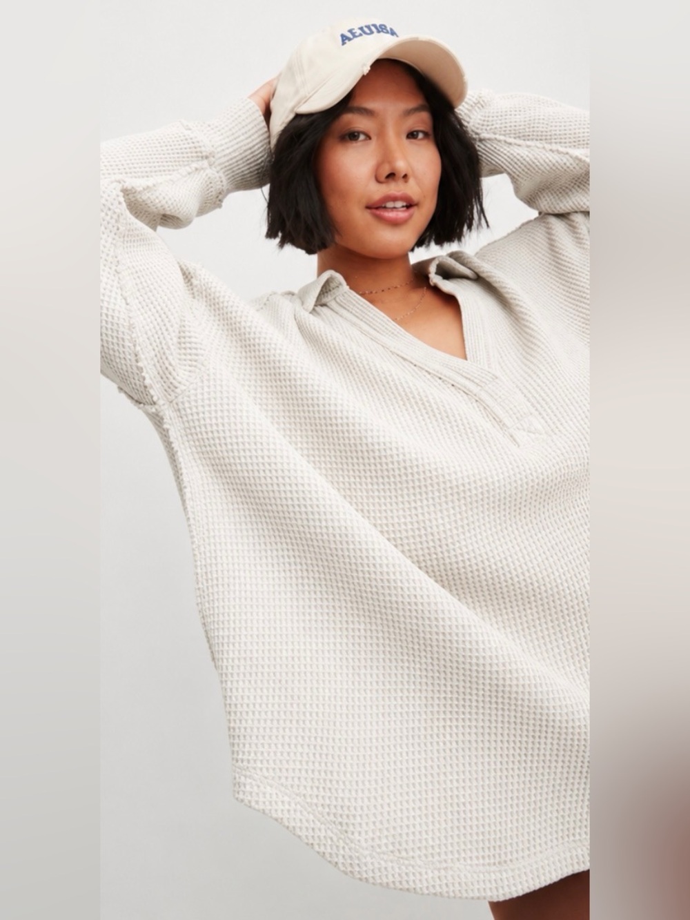 Aerie Waffle Lumberjane Polo Shirt
